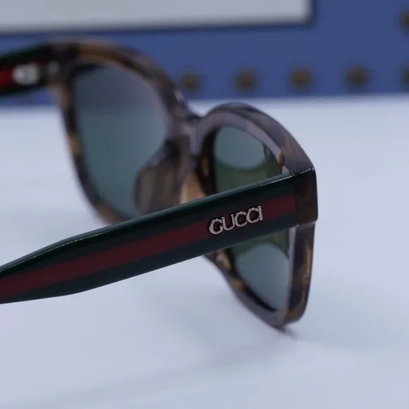 Gucci GG1872SK 003 Square Sunglasses - Brown Havana Green Red\Green